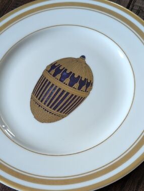 FABERGE I Limoges French Enameled Gold Imperial Easter Egg Collection Plate